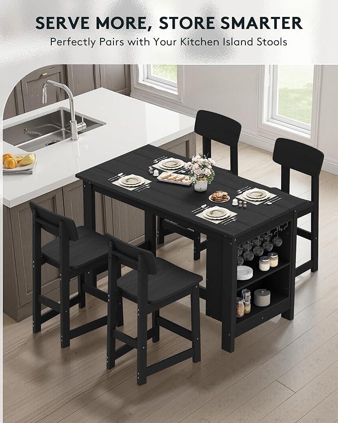 SERWALL Outdoor Bar Table, All Weather HDPE 36" Counter Height Dining Table - Image 7