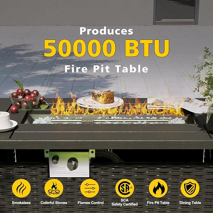 Aoxun Patio Furniture Set with Fire Pit Table, 8 Piece Outdoor Sectional Sofas - Image 5