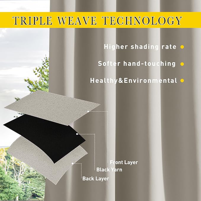 NICETOWN 2 Panels Fixed Outdoor Curtains - Image 4