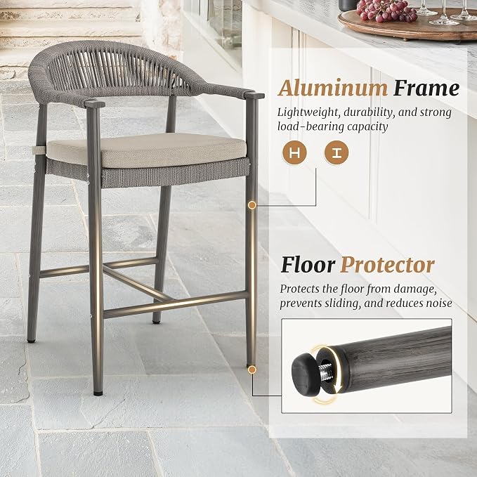 Bar Stools Set of 4, 24.8'' Aluminum Outdoor Bar Stool - Image 5