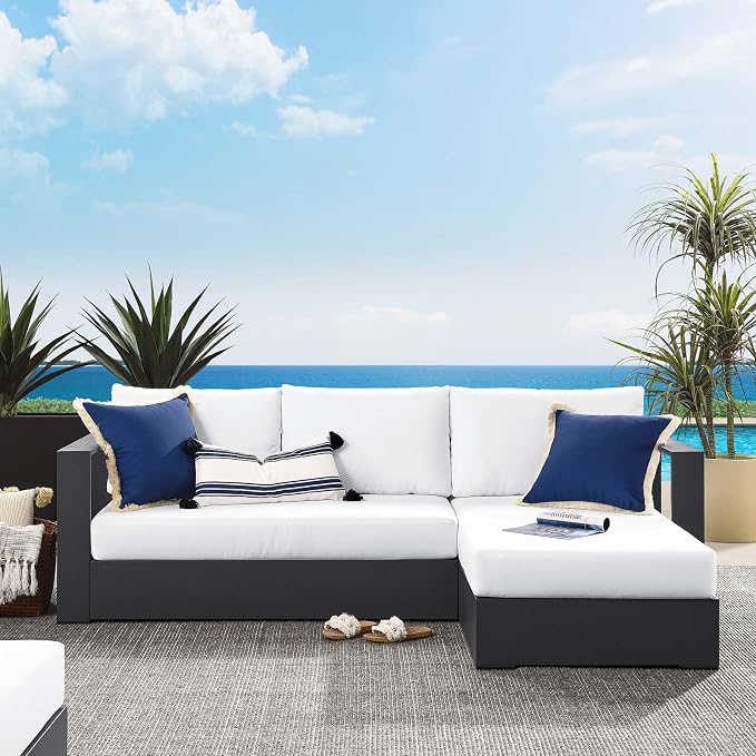 Modway Tahoe Modular Aluminum 2-Piece Outdoor Patio Furniture Gray White by Modway