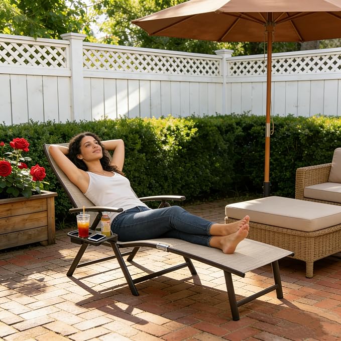 Kozyard Aluminum Outdoor Chaise Lounge Chair, Adjustable Reclining Patio Lounge - Image 8