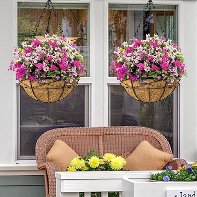 2 Pack 20 Inch Extra Large Deep Hanging Planters - Image 4