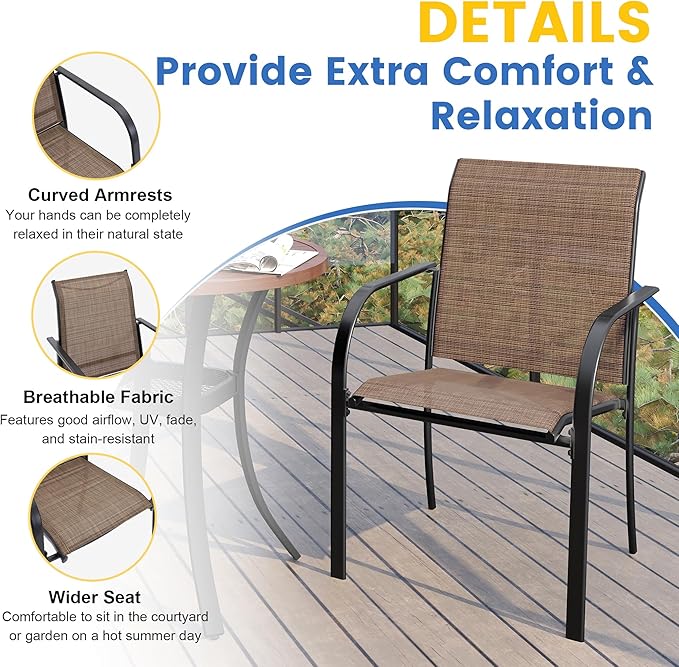 VICLLAX Patio Dining Set for 6, Outdoor Furniture Set Includes 63" Rectangle - Image 4