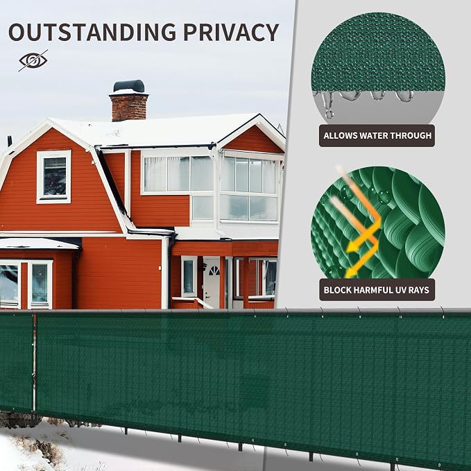 LOVE STORY Custom Size 3'x14' Dark Green Balcony Privacy Screen, UV Block - Image 4
