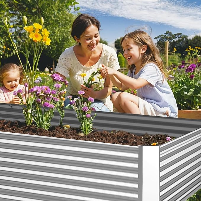 FRIZIONE 3pcs Galvanized Raised Garden Bed Outdoor, Above Ground Garden Bed - Image 4