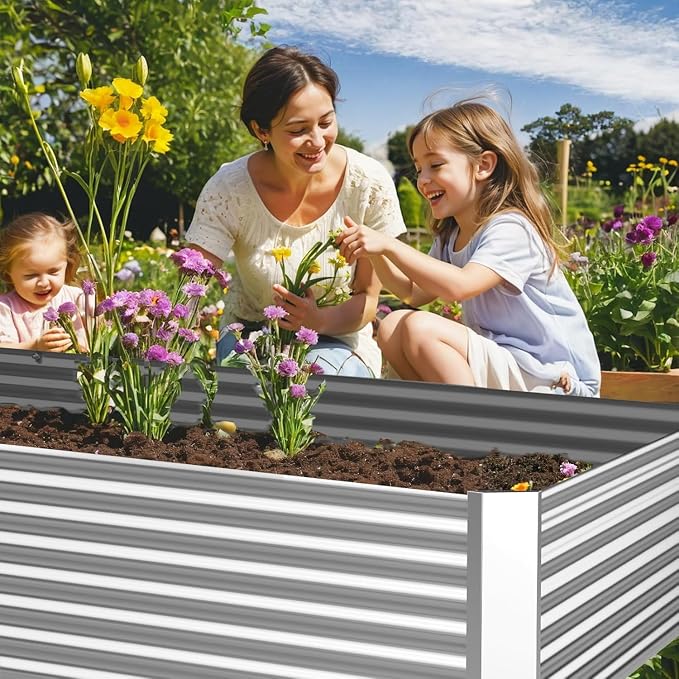 FRIZIONE 3pcs 4x2ft Galvanized Raised Garden Bed Outdoor, Above Ground Garden - Image 4