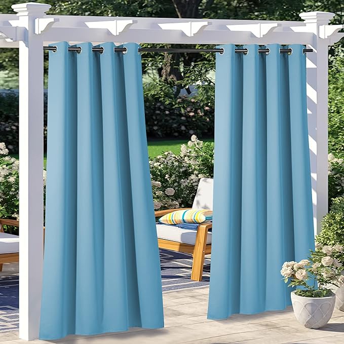 NICETOWN 2 Panels Sunlight Blocking Teal Blue Outdoor Curtains 95" L by NICETOWN
