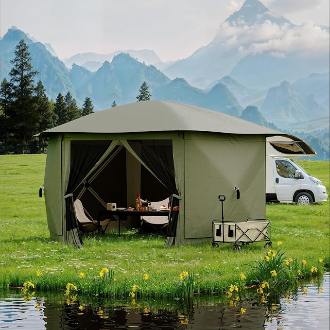 11.5x11.5FT 6-Sided Pop Up Gazebo Tent，One-Push Setup Canopy Tent - Image 8