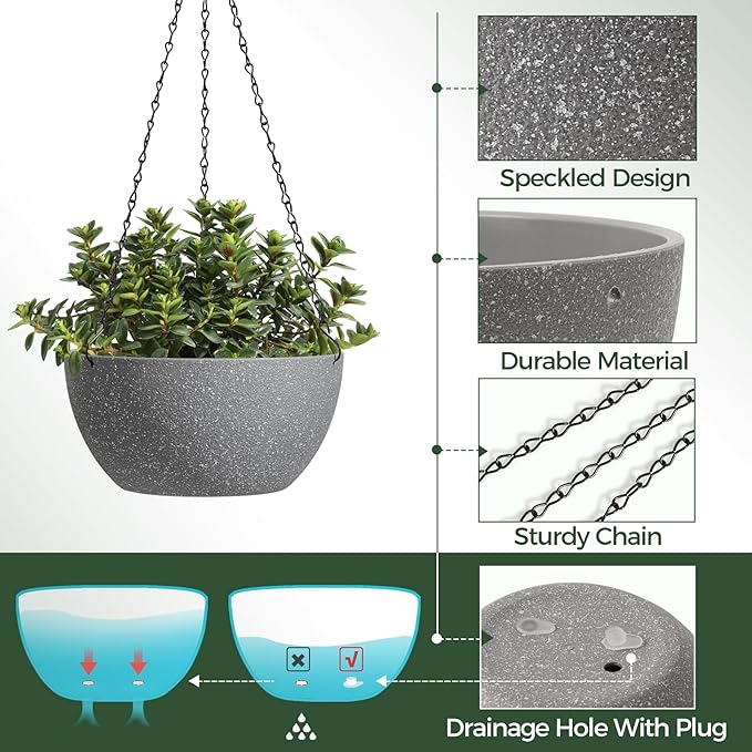 T4U Hanging Planters for Indoor Outdoor Plants 2 Pack - Image 6
