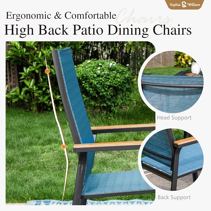 Sophia & William Patio Sets 5 Pieces, Lightweight Aluminum Dining Chairs - Image 4