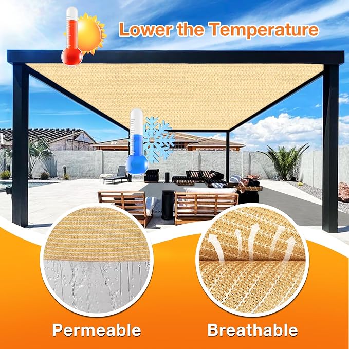 Artpuch Outdoor Pergola Shade Cover 11' X 13' Sun Shade Cloth - Image 4