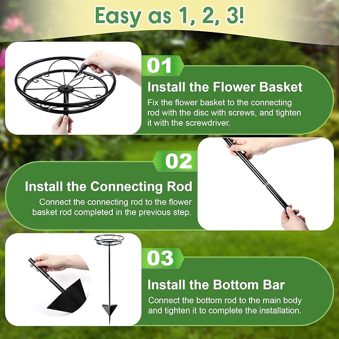 Tellingyou 2 Pack Adjustable Outdoor Flower Pot Stand, Metal Outdoor Plant - Image 7
