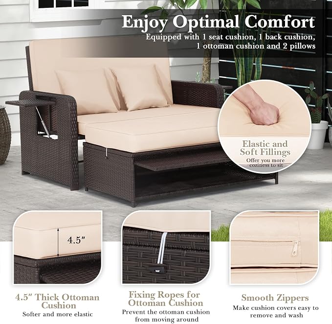 COSTWAY Patio Rattan Daybed - Image 9