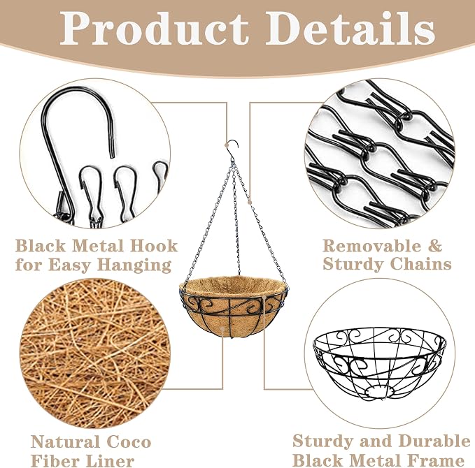 Outdoor Metal Hanging Planters Basket Hanging Baskets - Image 6