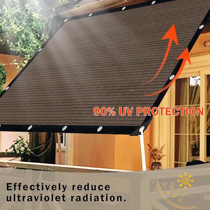 Mocha Sun Shade Cloth, 10x12FT Pergola Shade Cover - Image 5