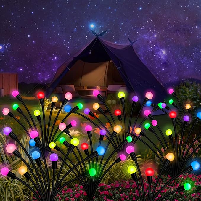 Solar Garden Lights Outdoor, 2 Pack 20 LED Solar Firefly Lights Waterproof - Image 6