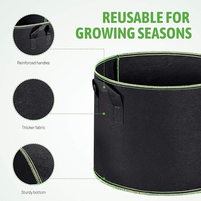 Delxo 20-Pack 10 Gallon Heavy Duty Aeration Thickened Nonwoven Fabric Pots - Image 3