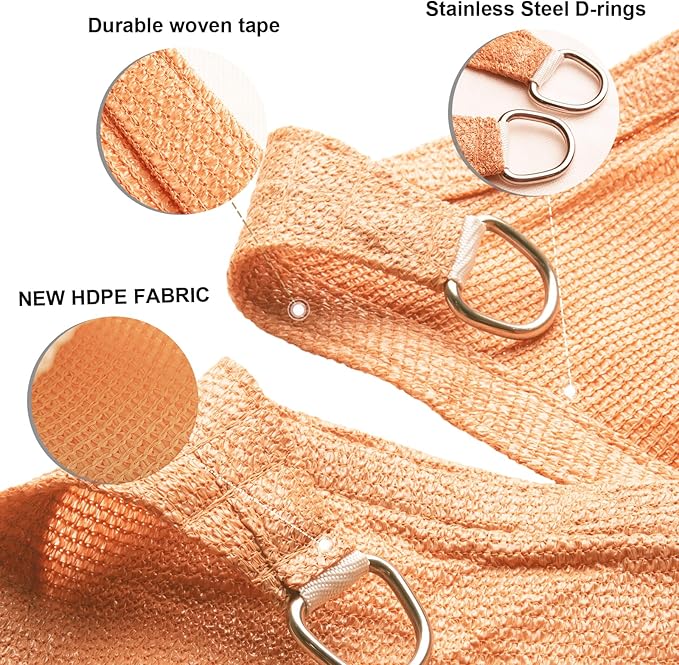 SUNLAX Sun Shade Sail 7' x 9' Peach Fuzz Rectangle Canopy Sail Shade Cover UV - Image 3