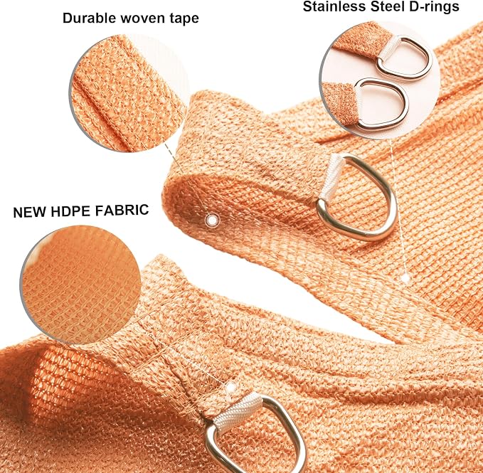 SUNLAX Sun Shade Sail 13' x 17' Peach Fuzz Rectangle Canopy Sail Shade Cover UV - Image 3