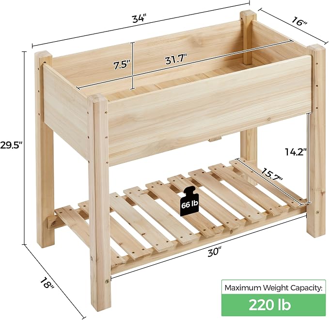Yaheetech 34x18x30in Horticulture Raised Garden Bed 2pcs Planter Box - Image 2