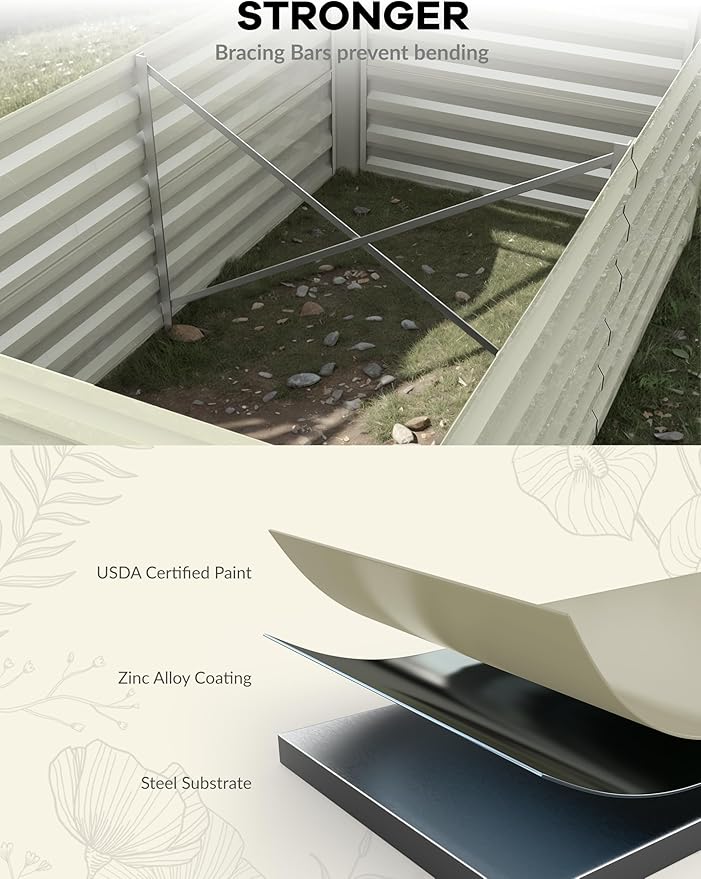 GarveeLife 2pcs 8x4x2 ft Galvanized Raised Garden Bed, Rust-Resistant Raised - Image 5
