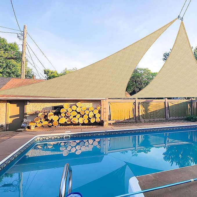 E&K Sunrise 15' x 15' x 15' Sun Shade Sail Triangle Canopy Shade Cover UV Block by EKSUNRISEINC