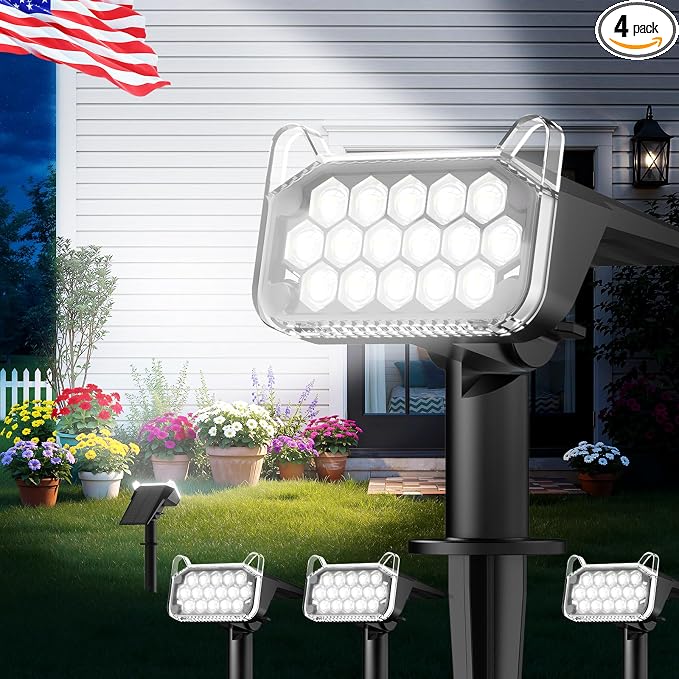 WdtPro Solar Spot Lights Outdoor Waterproof, Bright Solar Lights Outdoor by WdtPro