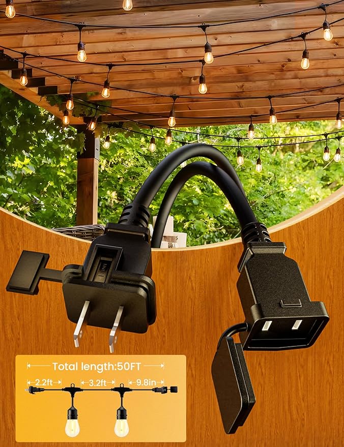 Svater Outdoor String Lights 150FT, E26 Socket, 1 Watt Dimmable 2700K Warm White - Image 3