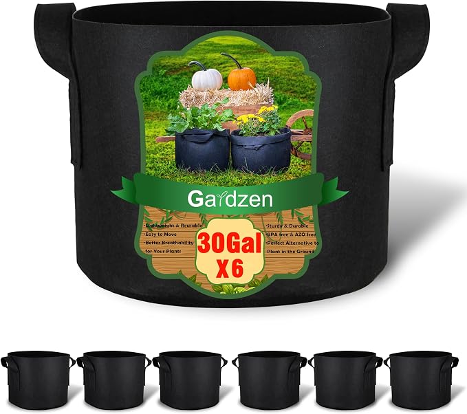 Gardzen 6-Pack 30 Gallon Grow Bags, Aeration Fabric Pots by Gardzen
