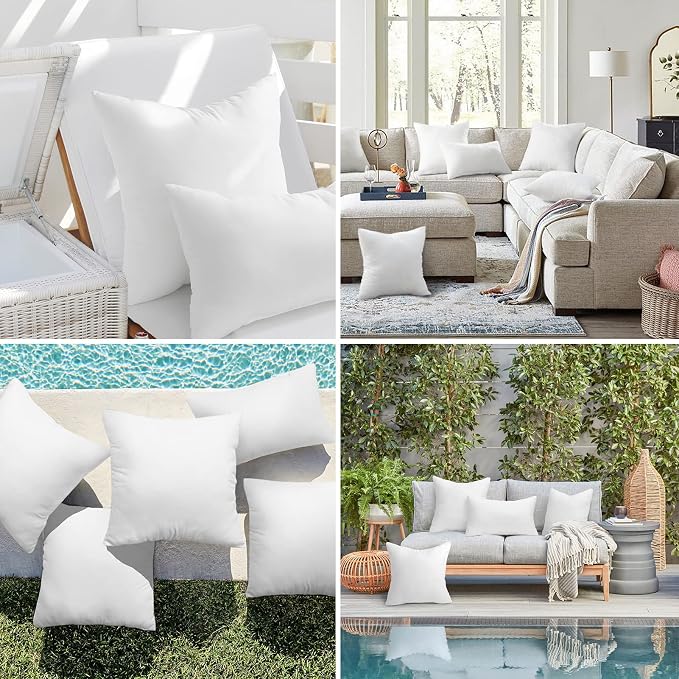 Ashler 20 x 20 Outdoor Pillows, Waterproof Inserts Set of 4 Water Resistant - Image 6