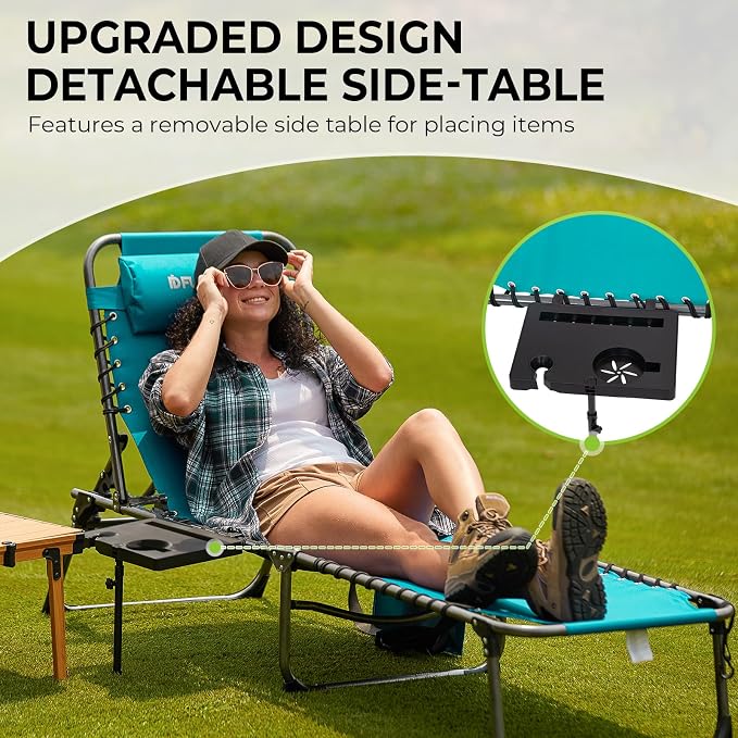 FUNDANGO Chaise Lounge Chair Outdoor, 5-Position Folding Tanning Chair - Image 4
