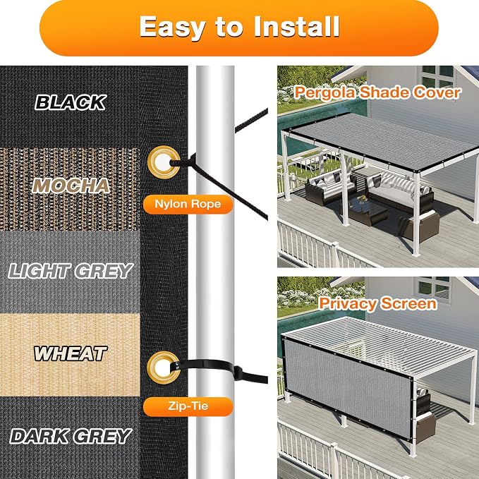 Artpuch Outdoor Pergola Shade Cover 4x23 FT Sun Shade Cloth - Image 5