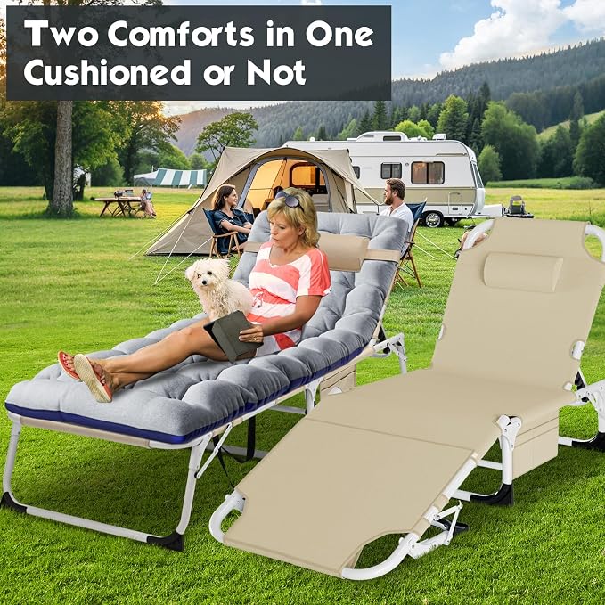 MOPHOTO Oversized Beach Lounge Chair, 5-Position Adjustable Tanning Chair - Image 4