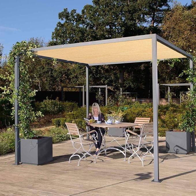 Eden's Decor Straight Flat-Edged Sun Shade Sail Rectangular 13' x 14' Beige - Image 6