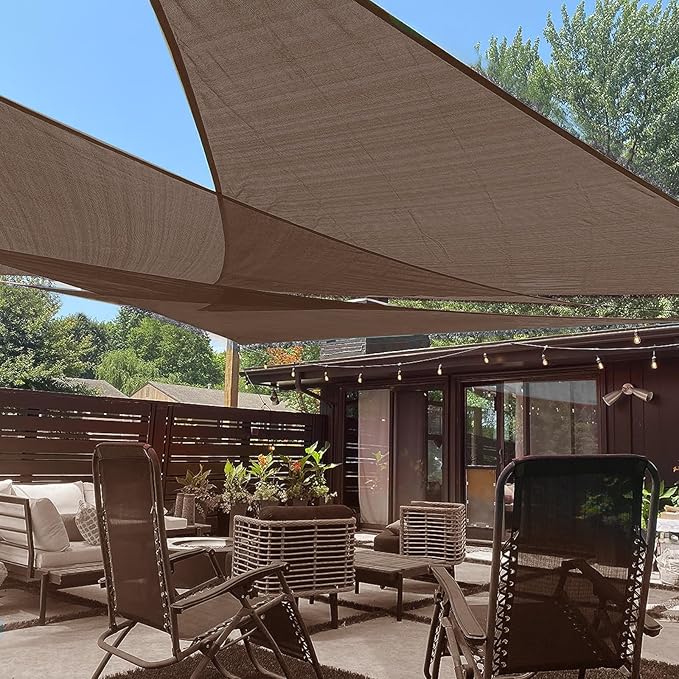 LOVE STORY Custom Size 17'x17'x17' Brown Sun Shade Sail Triangle Sunshade by LOVESTORY