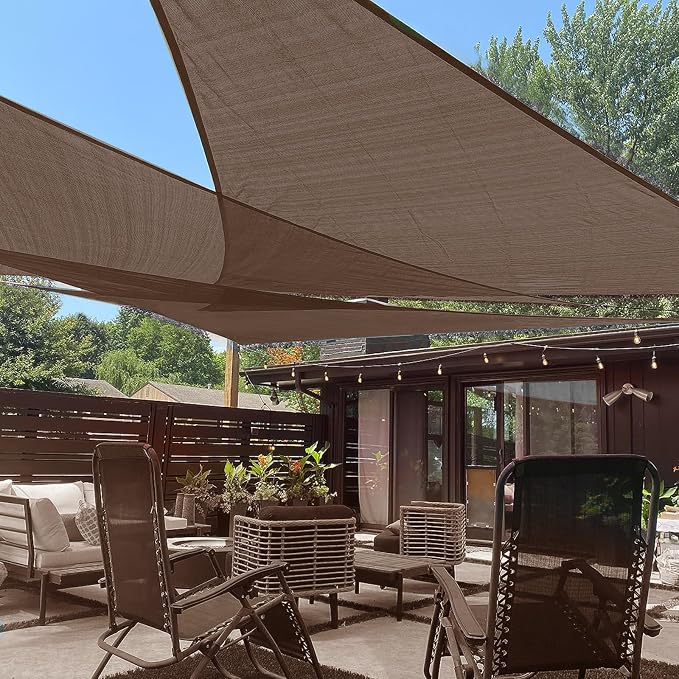 LOVE STORY Custom Size 8'x8'x11.3' Brown Sun Shade Sail Right Triangle Sunhsade by LOVESTORY