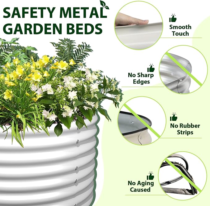 A ANLEOLIFE 7-Set 8X4X2 ft Galvanized Raised Garden Bed Kit, Oval Metal Deep - Image 4