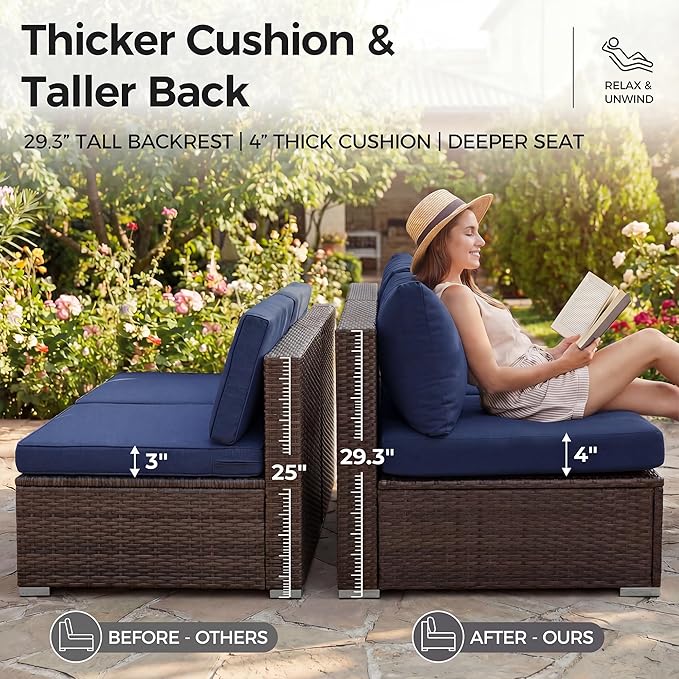 NICESOUL 9 Piece Patio Sectional Sofa Set - Image 7