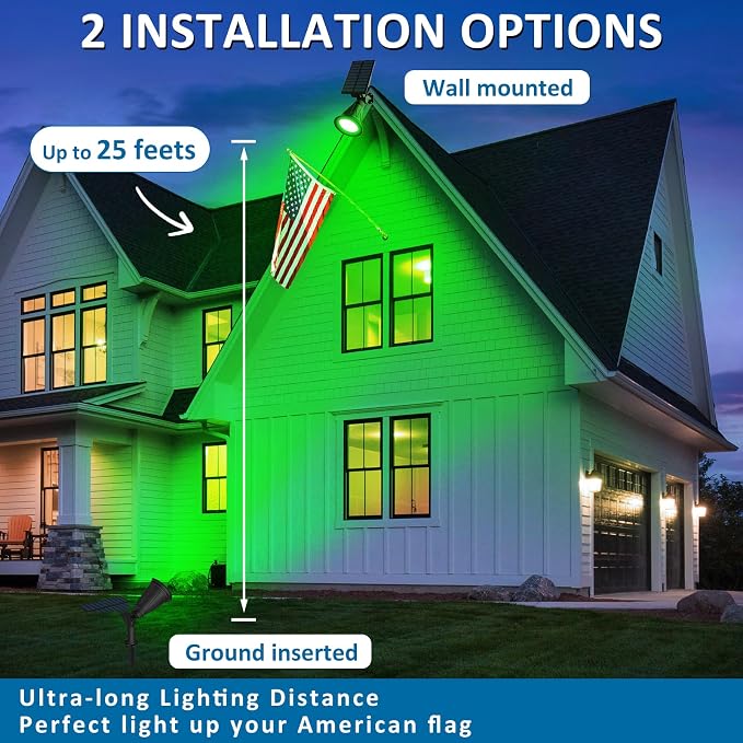 T-SUNUS Green Solar Landscape Spot Lights 4 Pack, IP65 Waterproof Garden - Image 3