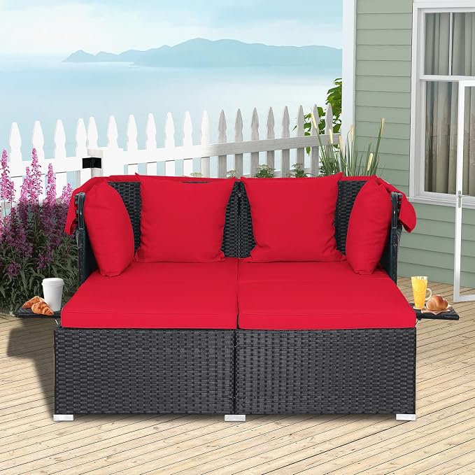 ORALNER Outdoor Daybed, 2-Person Wicker Patio Sofa - Image 8