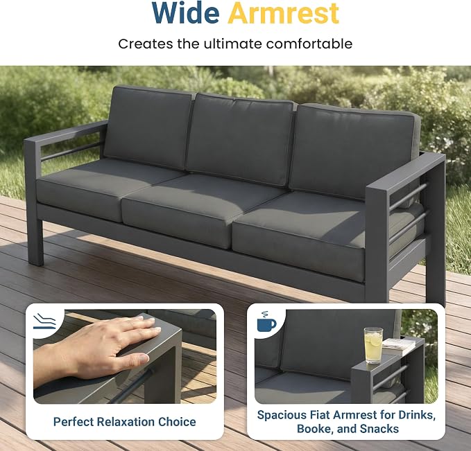 Wisteria Lane Aluminum Outdoor Patio Furniture Set, Modern Patio Conversation - Image 4