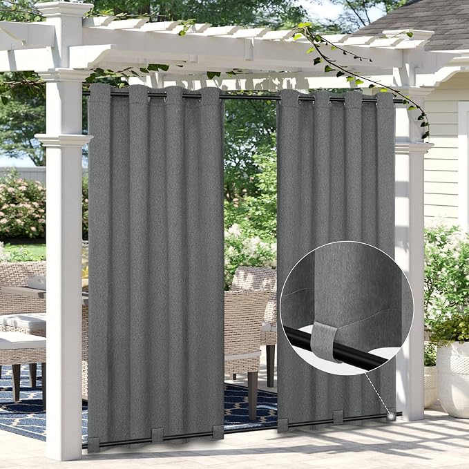 Easy-Going Linen Look Outdoor Curtains Waterproof Windproof Porch Curtains by Easy-Going