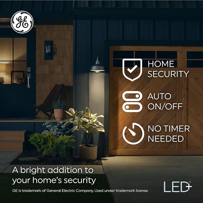 GE LED+ Dusk to Dawn A19 LED Light Bulbs, Automatic On/Off Outdoor Light - Image 5