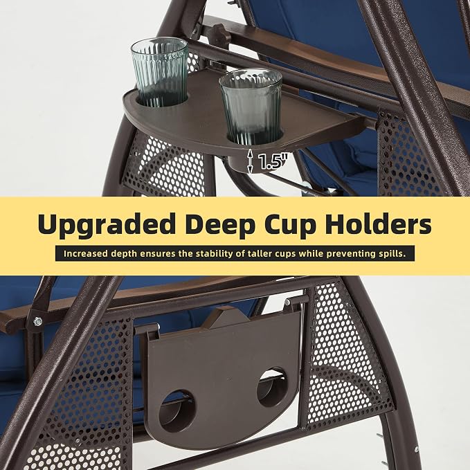 HOMREST 3 Person Outdoor Porch Swing - Image 5