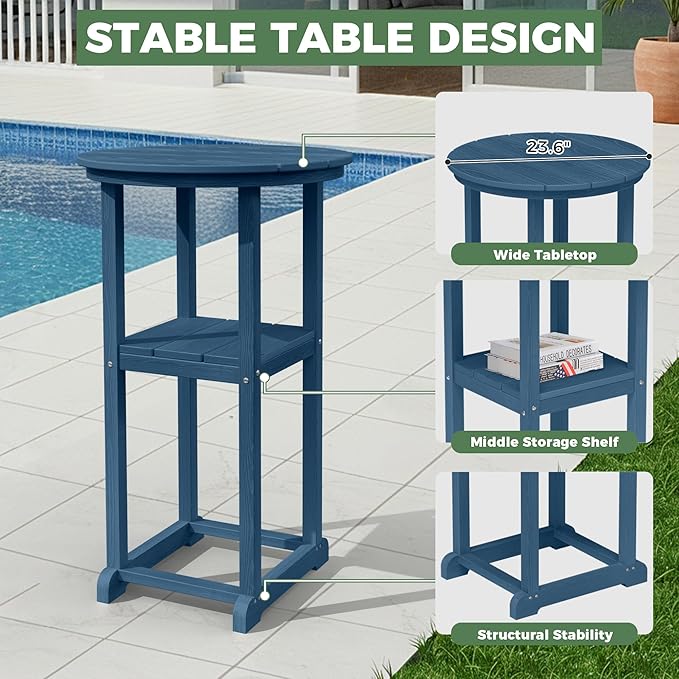 Outdoor Bistro Bar Set, Patio High Top Table and Bar Height Tall Adirondack - Image 6