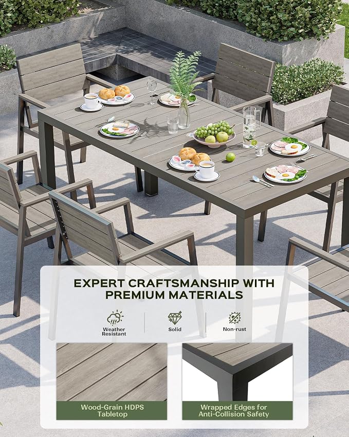 5-Piece Outdoor Dining Set, Aluminum Dining Table Set - Image 2