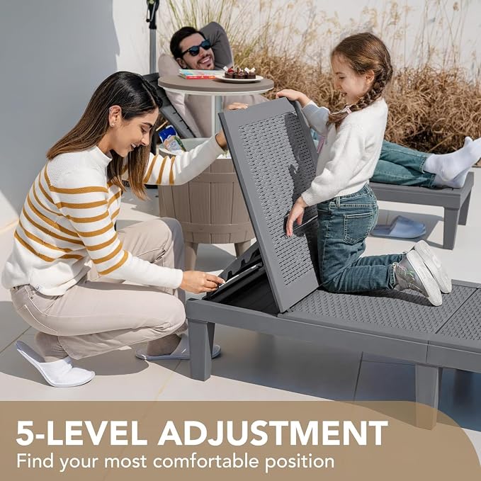 Devoko Outdoor Chaise Lounge Chair Set of 4 - Image 4