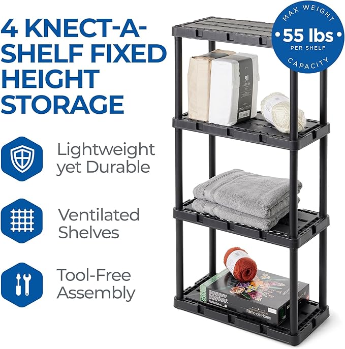 Gracious Living 2 Pack Light Duty Storage Shelves, Knect-A-Shelf 4-Shelf - Image 4