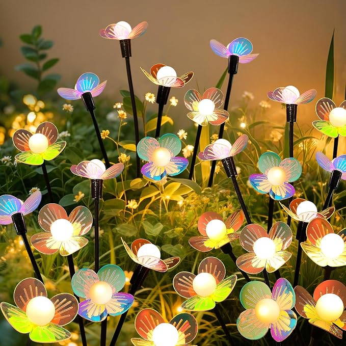Solar Garden Lights, 2 Pack 12 LED Solar Swaying Flower Light, Waterproof - Image 7